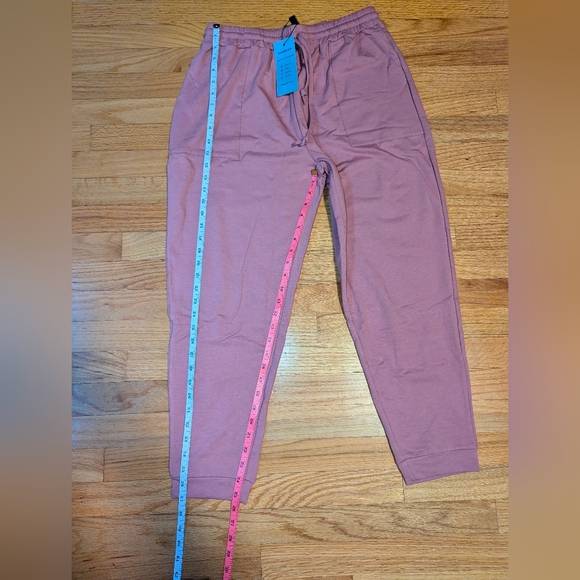 LARGE Muted Pink Drawstring Sweatpants Elastic Waist Pockets - Picture 3 of 8